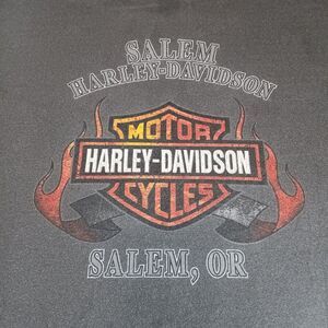 Vtg 90s Y2K Harley Davidson Men 2XL Salem OR Motorcycle Biker Flame Axe Graphic